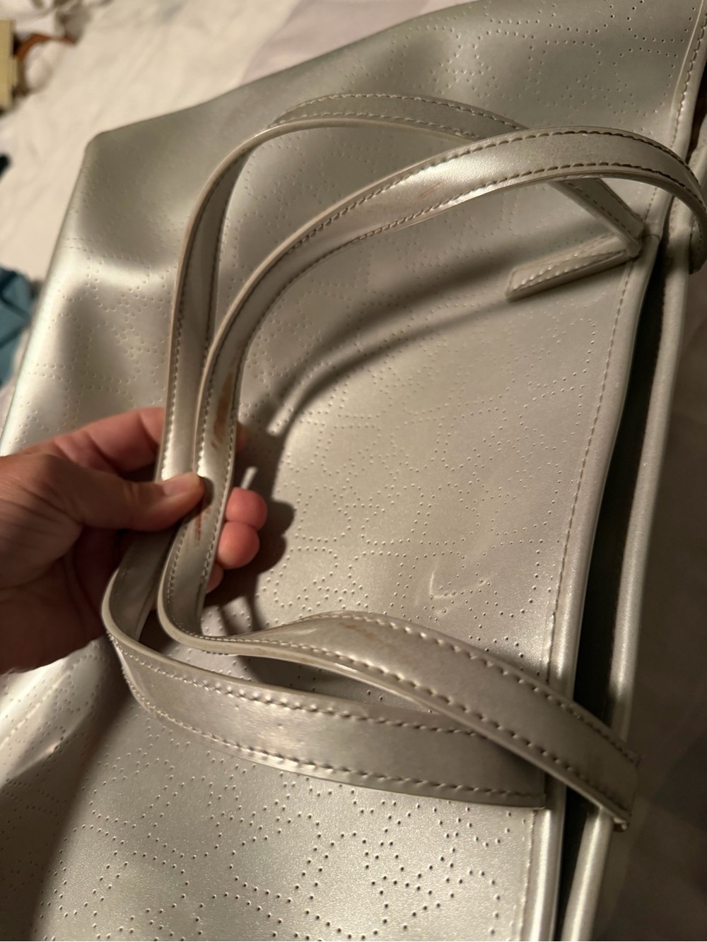kate spade harmony Metallic Silver Perforated Leather Tote - Picture 13 of 13
